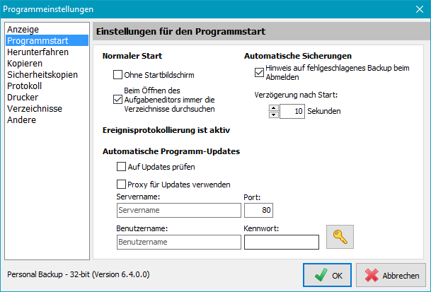 Programmstart
